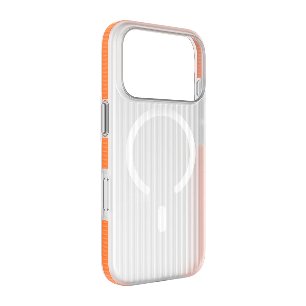 Capa Protetora Magnética Rígida De Policarbonato Antiderrapante (iphone 15 Pro Max Laranja), Compatível Com Carregamento Sem Fio.