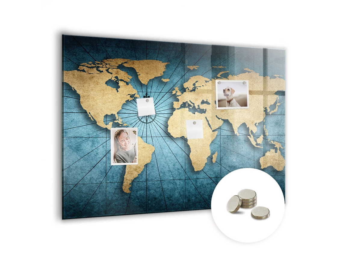 Quadro Magnético De Parede Mapa Mundi 3d Para O Quarto Das Crianças Espelharte (100x70 Cm)