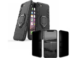 Kit Capa e Película de Vidro 5D Anti-Spy iPhone SE 2020 Defender Preto