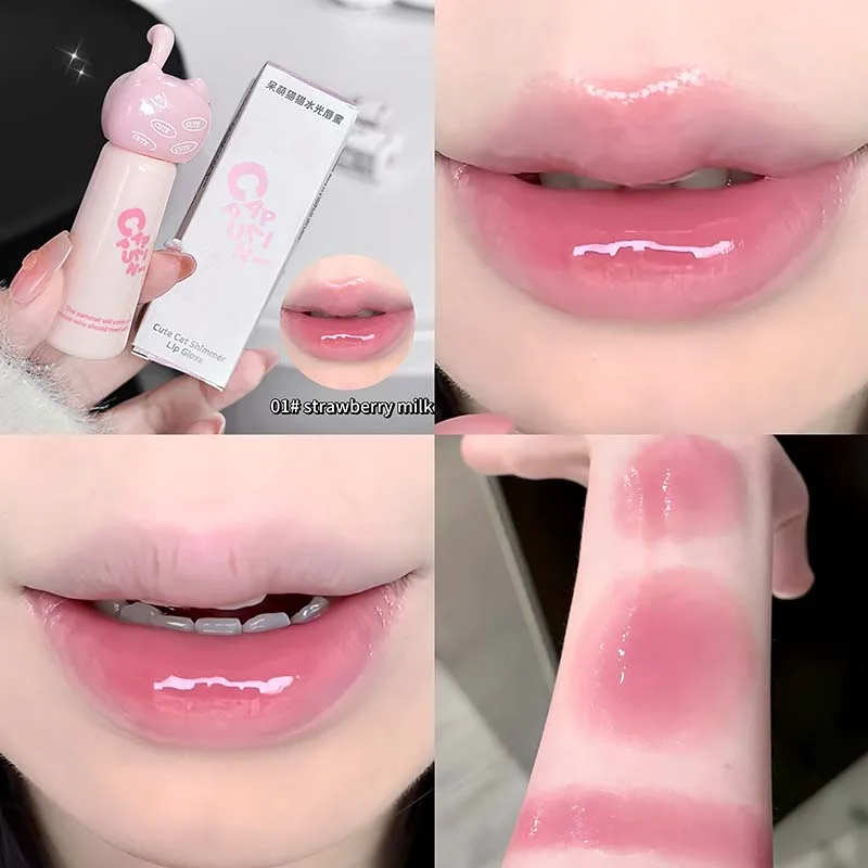 Gloss Labial Com Tema De Gato, Hidratante, Suave, De Longa Duração E Fácil De Aplicar.