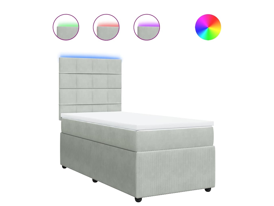 Cama com Molas/colchão 90x200 Cm Veludo Cinza claro MAISON EXCLUSIVE