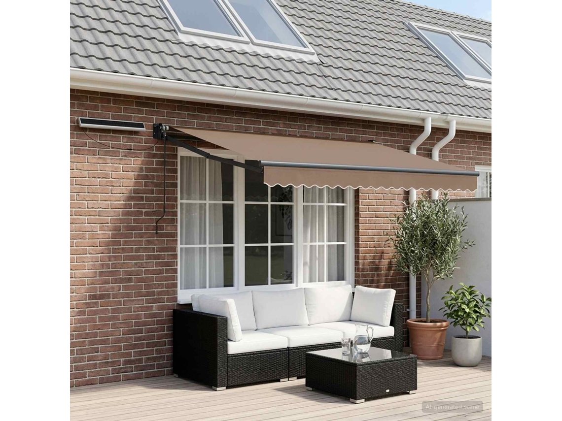 Vidaxl Toldo Retrátil Elétrico Cinzento-acastanhado 3,5 X 2,5 M