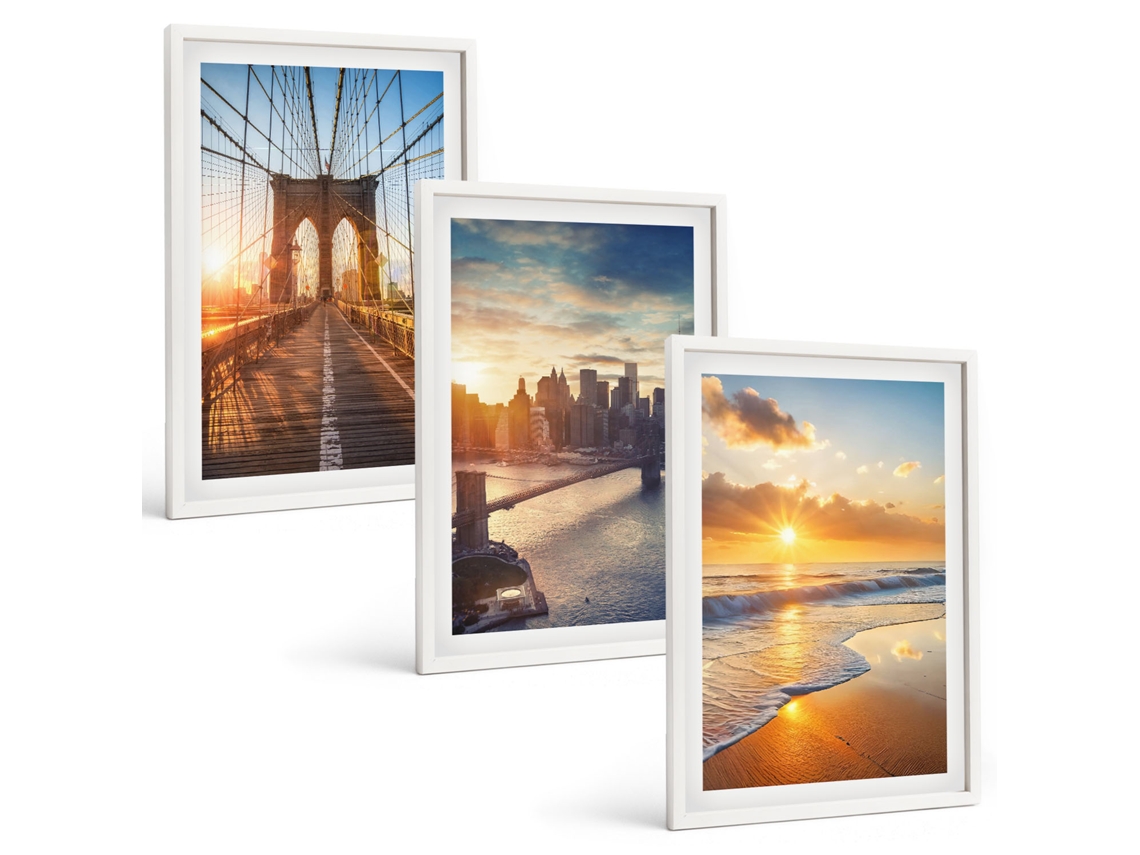 Conjunto De Pinturas Pontes, Pôr Do Sol, Cidade Espelharte (3 Peças 40x60 Cm)