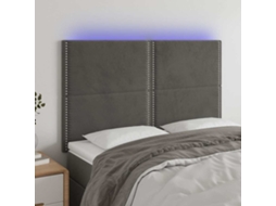 Vidaxl Cabeceira De Cama C/ Led Veludo 144x5x118/128 Cm Cinza-escuro
