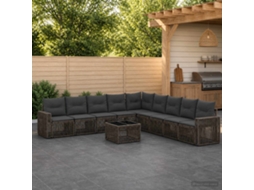 Vidaxl Conjunto De Sofá De Jardim 10 Unid. Cinza E Cinza Escuro