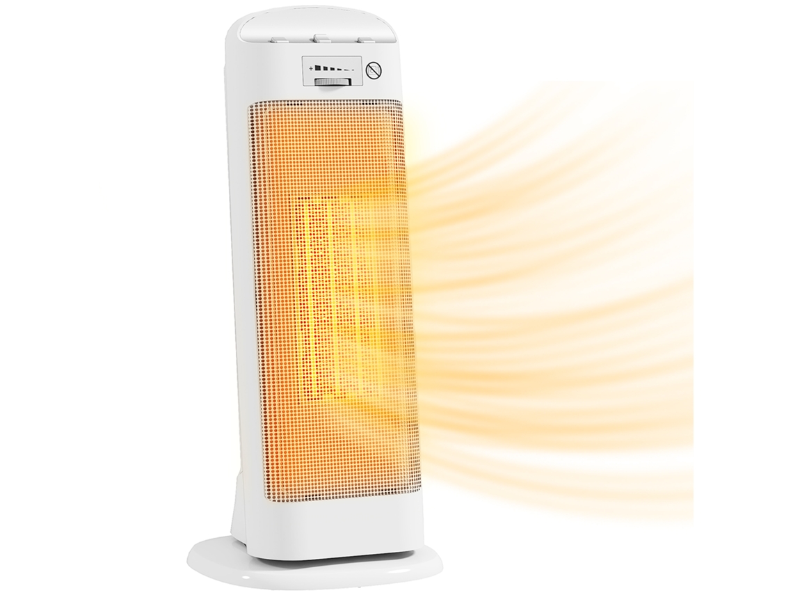 Aquecedor Elétrico De Baixo Consumo 2000w Ptc Com 4 Modos Termóstato Regulável Oscilação De 55° 20x20x49 Cm Branco