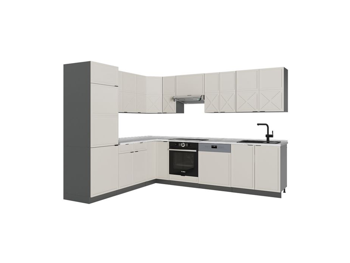 Cozinha Em Ângulo Fame Line, 227x287cm, Pt Mármore, Cinzabege/antracite, Antracite, Vicco