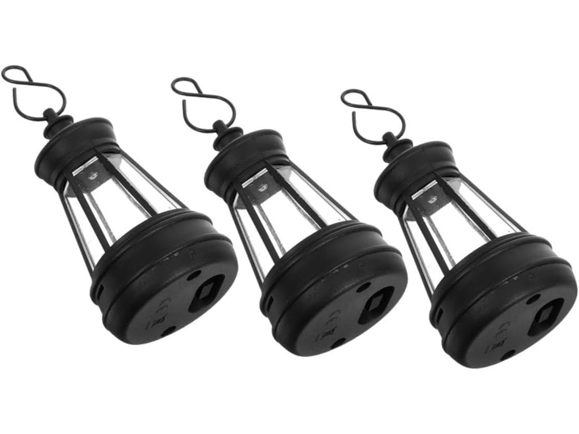 Conjunto de 3 Lanternas Solares de Plástico Pretas SFUSHOS