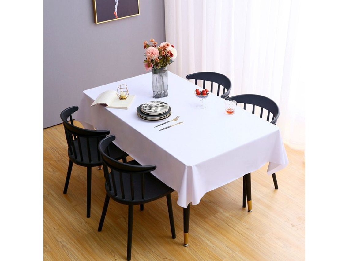 Mantel Retangular De Pvc, Impermeável E Resistente Ao Óleo, 54x108 Polegadas, Branco Puro, Para Mesa De Jantar, Festa E Acampamento