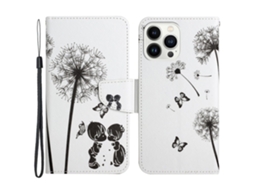 Capa Pega Dente Leão Para Iphone 15 Pro Pele Sintética