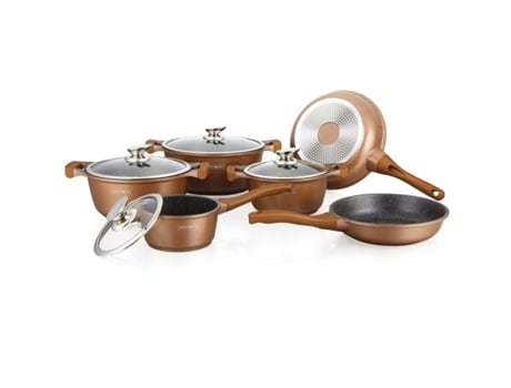 Bateria de Cozinha ROYALTY LINE Bs1010M Cerâmica Alumínio Teflon 10 Peças