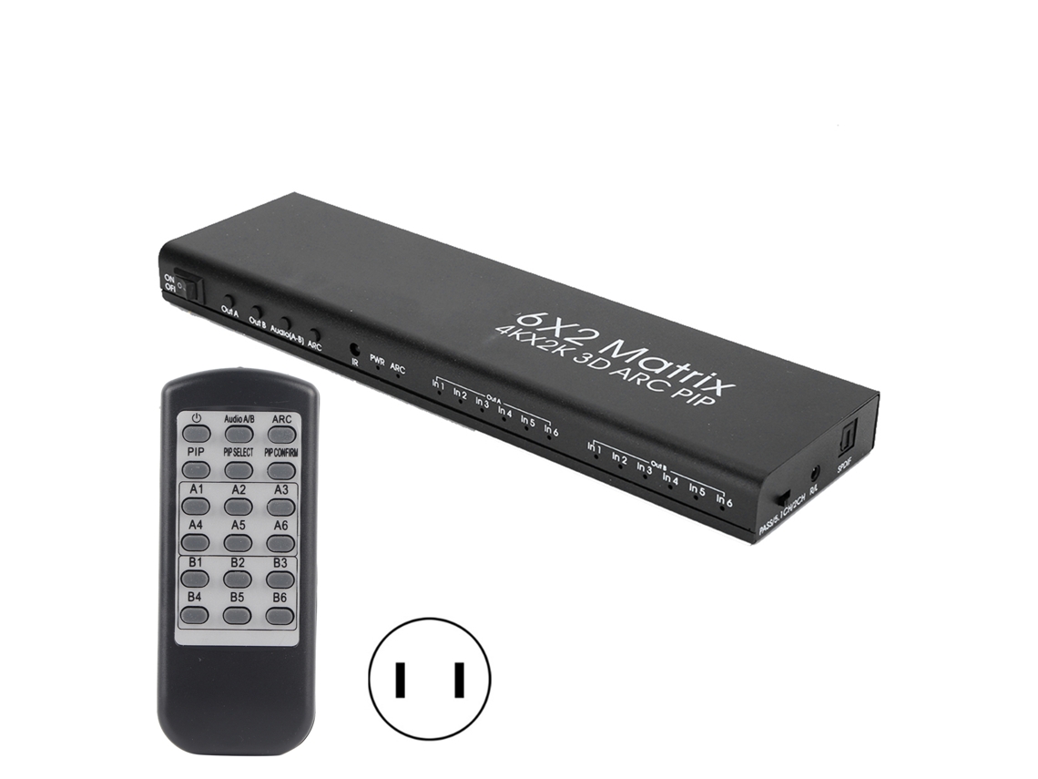Yncm-adaptador De Matriz Hdmi 6x2 Com Suporte 4k, Pip E Arc