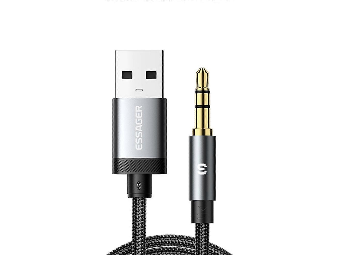 Cabo Adaptador De Áudio Essager Es Yp22 Usb A Macho Para 3,5 Mm Macho Para Fones De Ouvido Apple/android Aquaforge