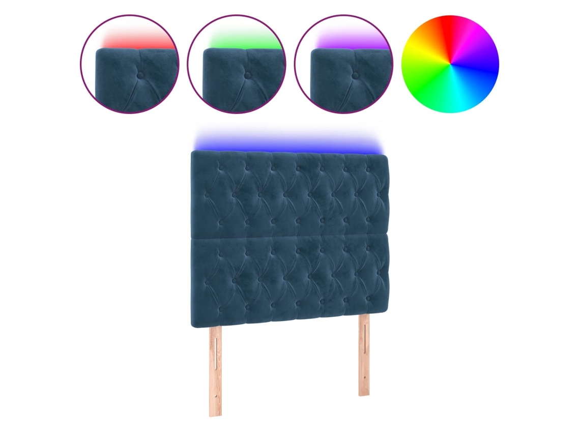 Led Headboard, Led Headboards Vidaxl Azul Veludo (100 X 7 X 118/128 Cm)