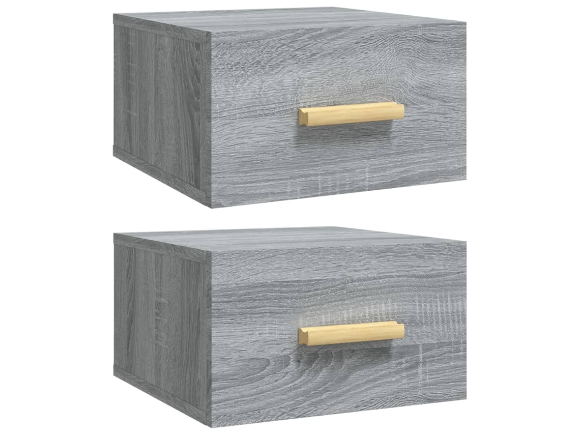 Conjunto de 2 mesas de cabeceira de parede MAISON EXCLUSIVE Cinzento Sonoma 35x35x20 cm
