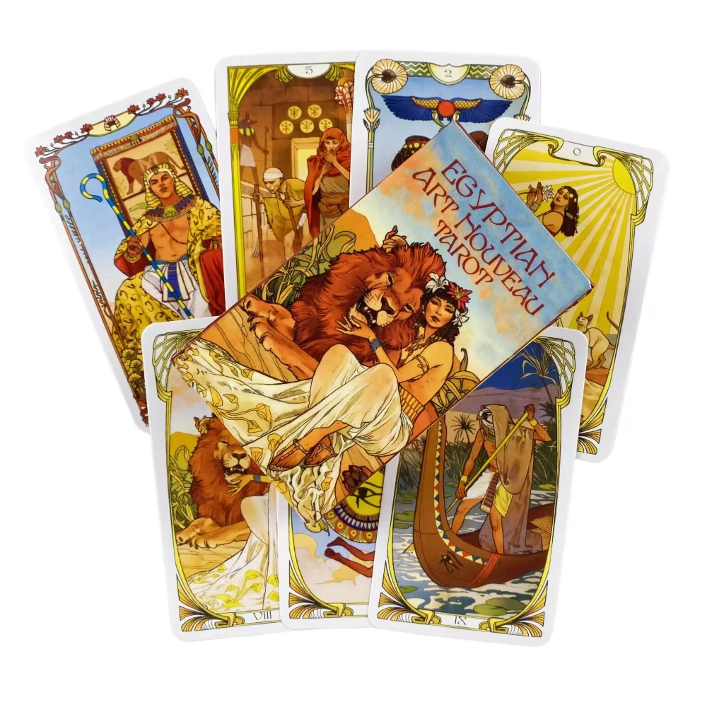 Baralho de Tarô Egípcio Art Nouveau, 78 Cartas, Cartas Oraculares, Versão em Inglês MDUG