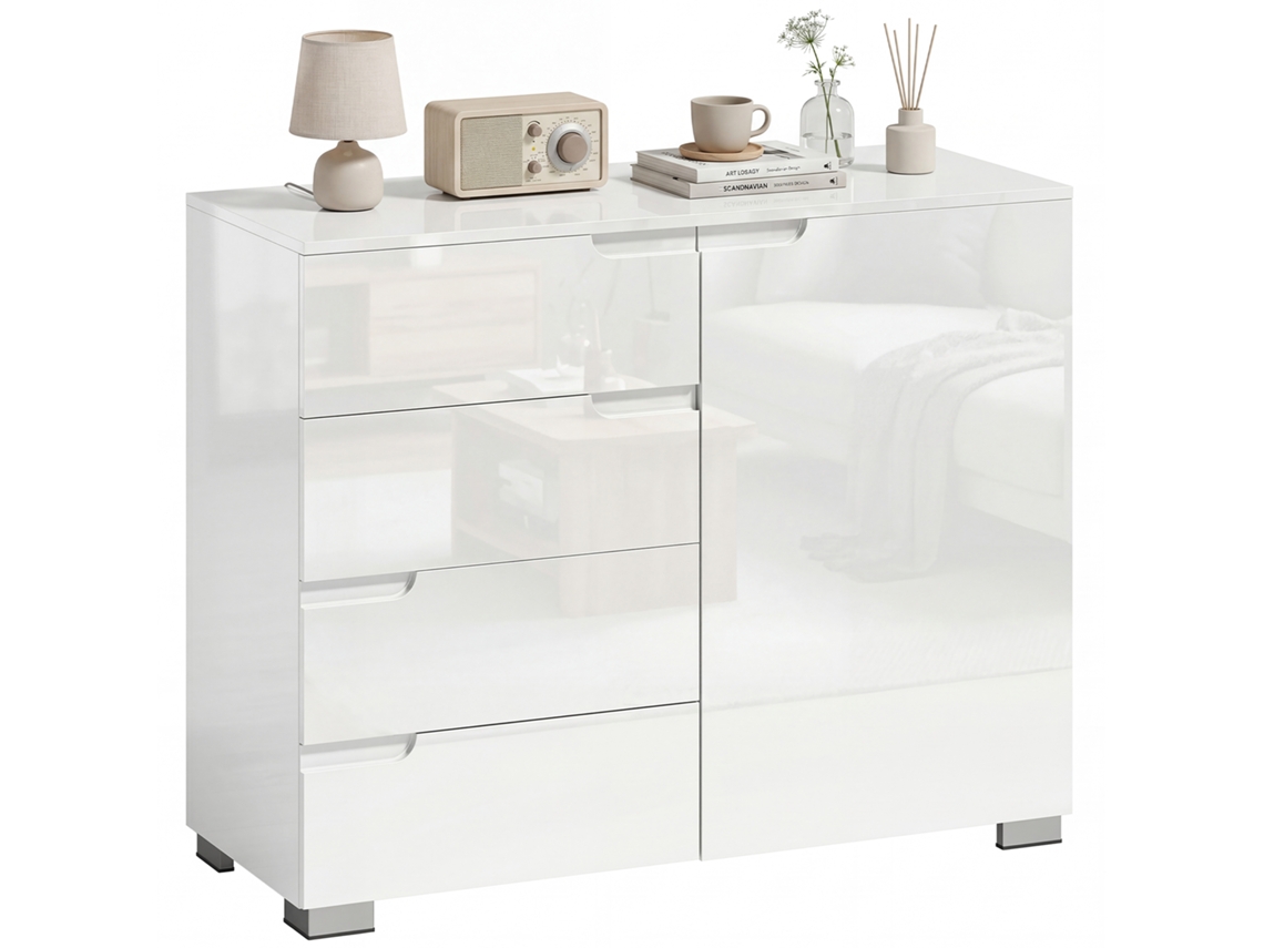 Cômoda 4 Gavetas e Aparador com 1 Porta para Sala de Estar e Quarto 100x40x80 cm S/MARCA