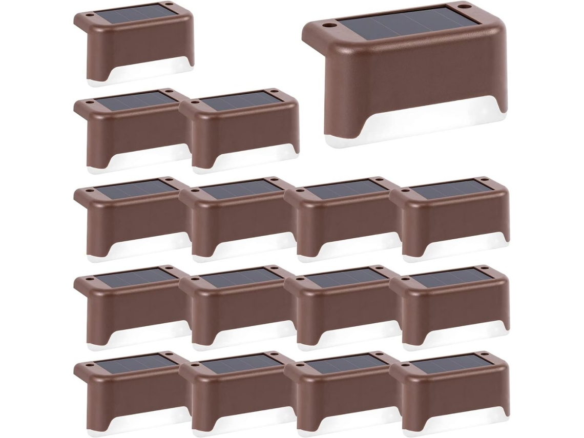 Pacote Com 16 Lâmpadas Solares À Prova Dágua Para Decks, Escadas, Cercas, Quintais, Pátios E Passarelas, Marrom Aquaforge