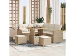 Vidaxl Conjunto De Sofá De Jardim 8 Unid. Bege Vime Pe