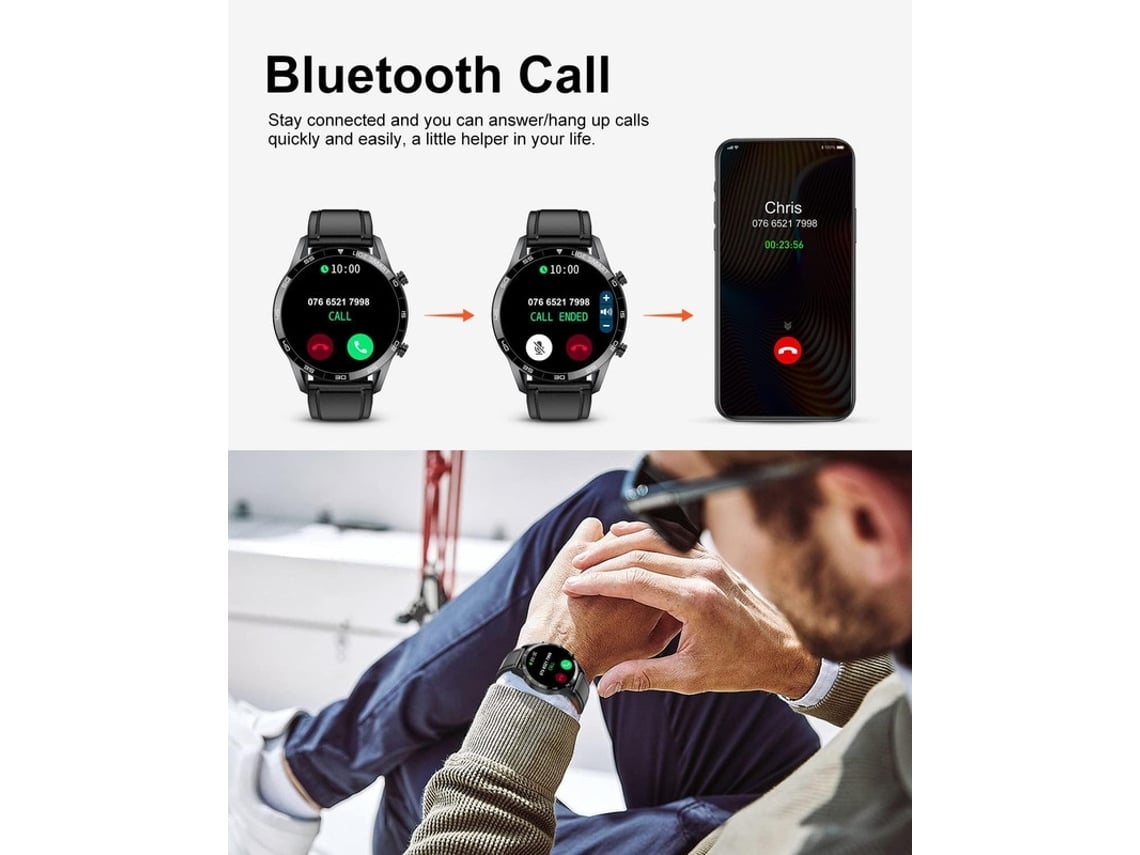 Smartwatches Masculino com Sms e Chamada Pressão Arterial de 1 32 Polegadas Smartwatches À Prova D'Água Ip67 YEMAESRE