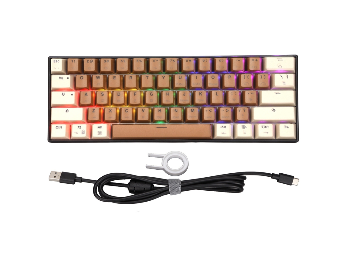 Lurelia Teclado Usb, Com Fio, 61 Teclas, Ergonómico, Mecânico, Rgb, Gaming, Windows