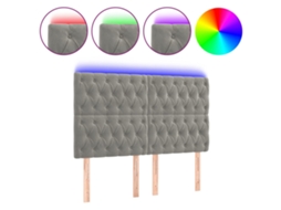 Cabeceira de Cama com Luzes Led Veludo Cinza claro MAISON EXCLUSIVE (144x7x118 cm)