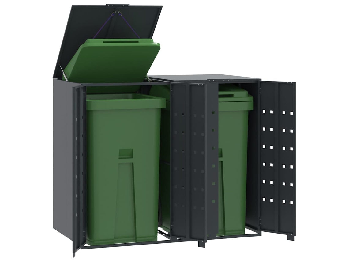 Vidaxl Abrigo Para 2 Caixotes Do Lixo 138x79x117 Cm Aço Antracite