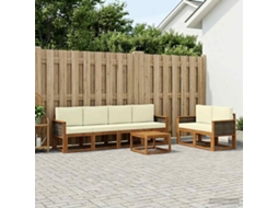 Vidaxl Conjunto De Sofás Para Exterior 6 Unid. Natural E Creme