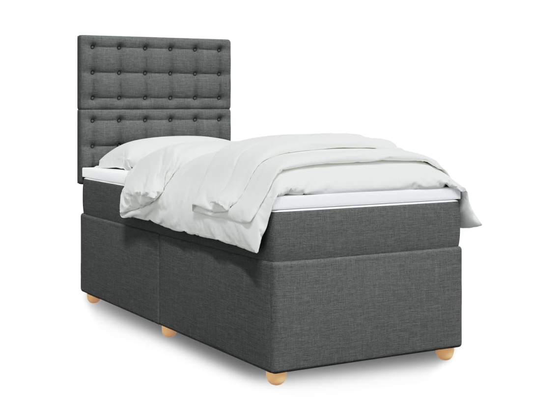 Vidaxl Cama Com Molas/colchão 80x200 Cm Tecido Cinzento-escuro