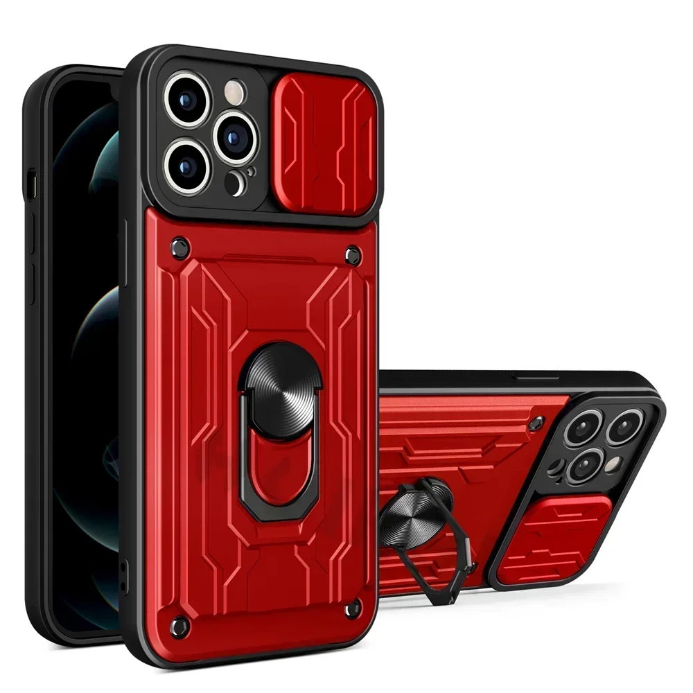 (vermelho, Iphone Air) Capa Com Anel Magnético 360°, Porta-cartão E Tampa Deslizante Para Câmera