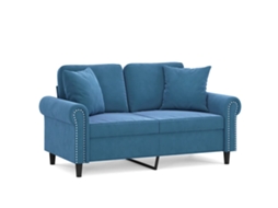 Maison Exclusive - Sofá 2 Lugares C/ Almofadas Decorativas 120 Cm Veludo Azul
