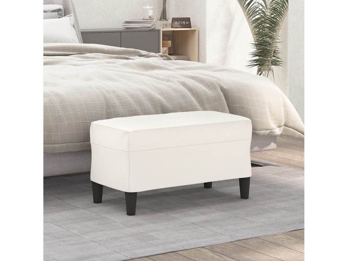 Banco Interior | Banco 70x35x41 Cm Couro Artificial Cor Creme