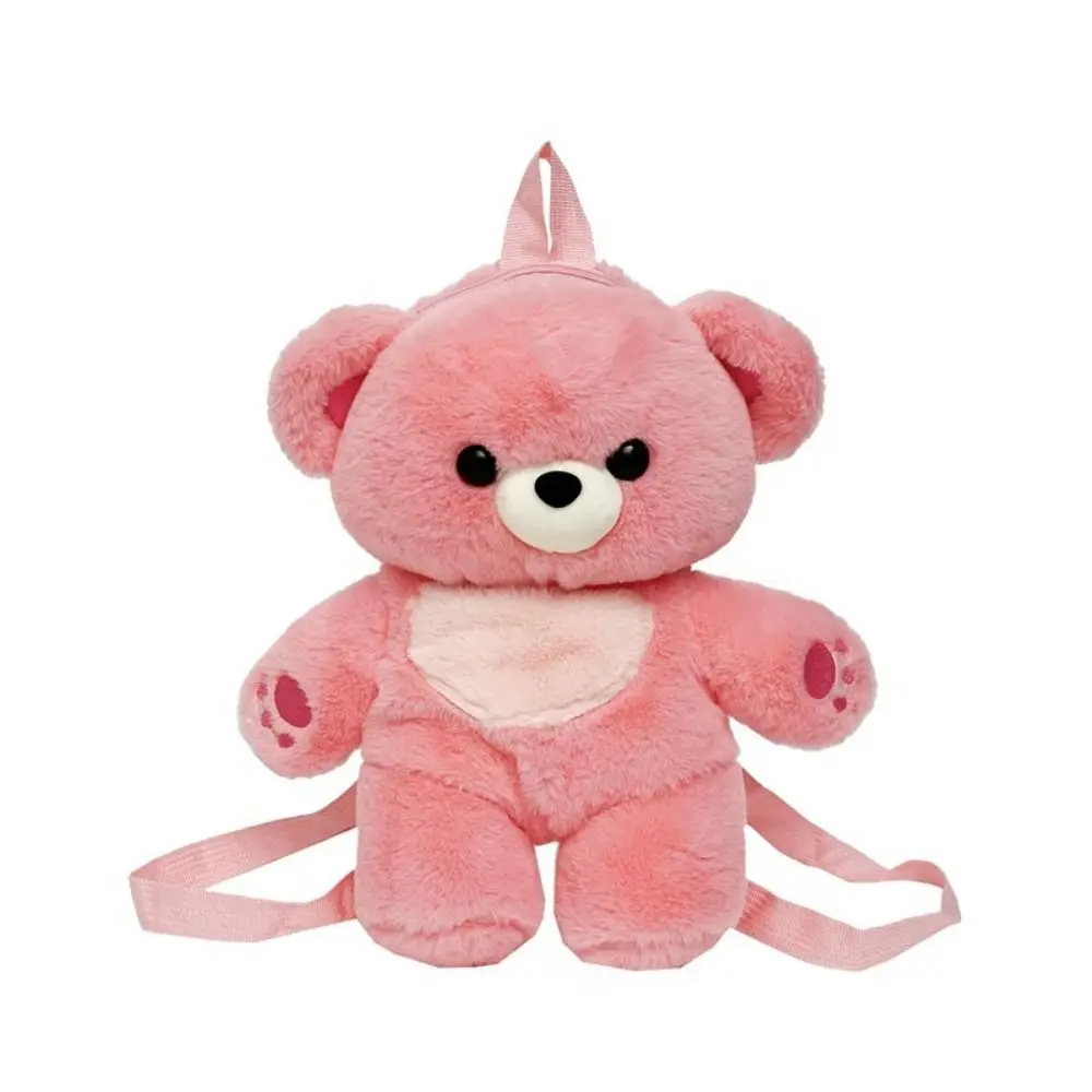 Mochila Casual Colorida com Estampa de Urso em 3d e Pelo de Coelho. MDUG