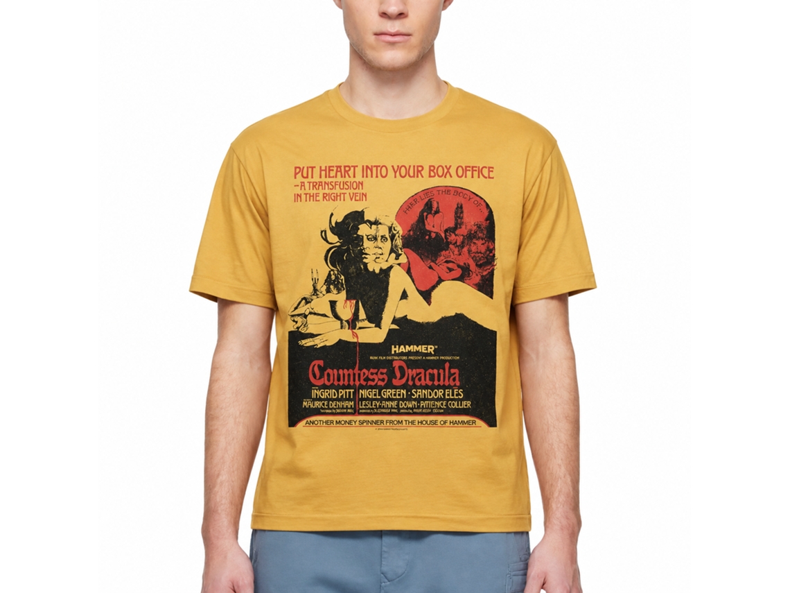 Rockinstone Horror Movies Countess Dracula Poster Solid Ginger Adult T-shirt Size:s