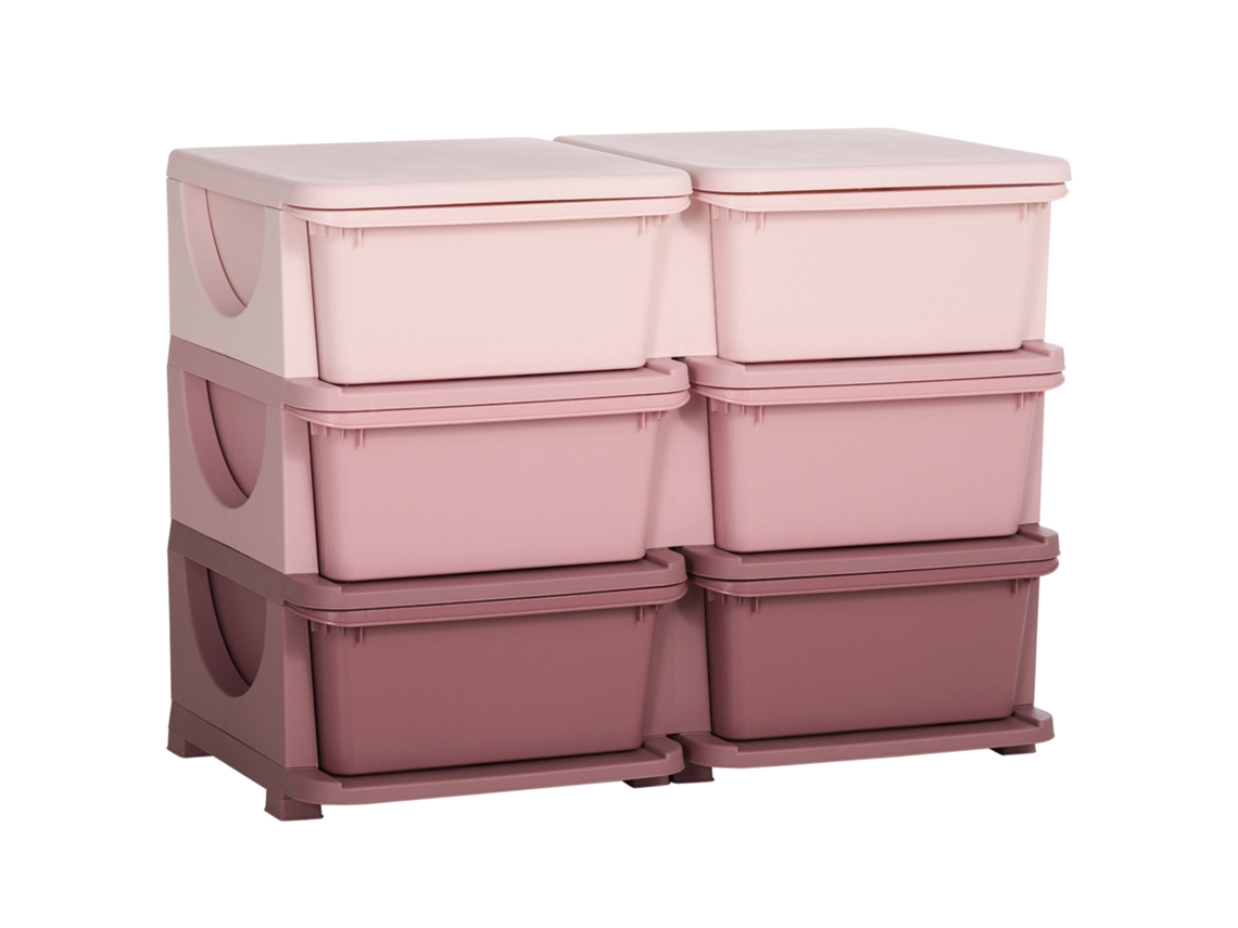 Caixa Organizadora Infantil, Para Crianças, 3 Gavetas, Rosa