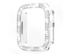 Capa De Policarbonato Vazada Com Diamantes Em Fileira Dupla Para Smartwatches.