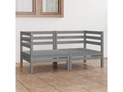 Sofá 2 Lugares Para Jardim Pinho Maciço Cinza Dkd Home Decor