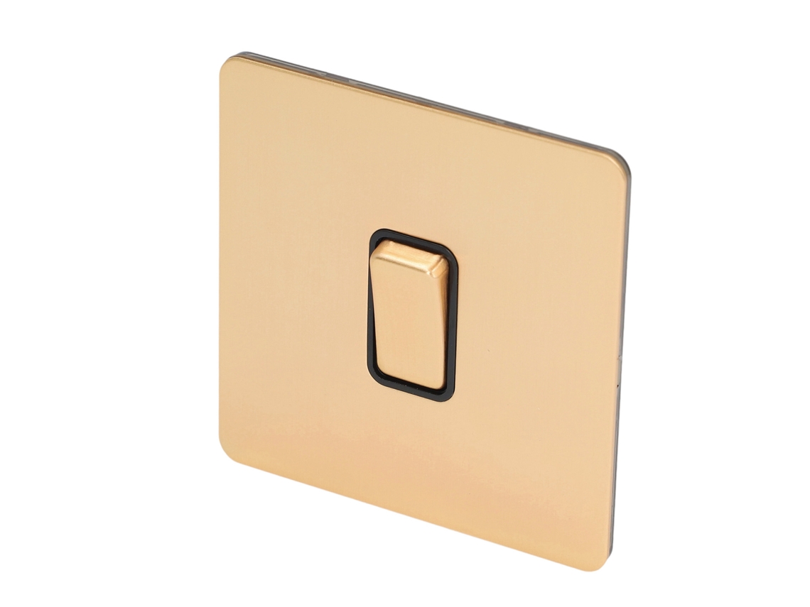 Interruptor De Parede Com Painel De Aço Inoxidável, Dobra Controle, Cor Ouro Imitado, Ac250v