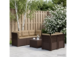Vidaxl Sofá De Jardim De 5 Pessoas Com Almofadas Visual De Rattan Pp
