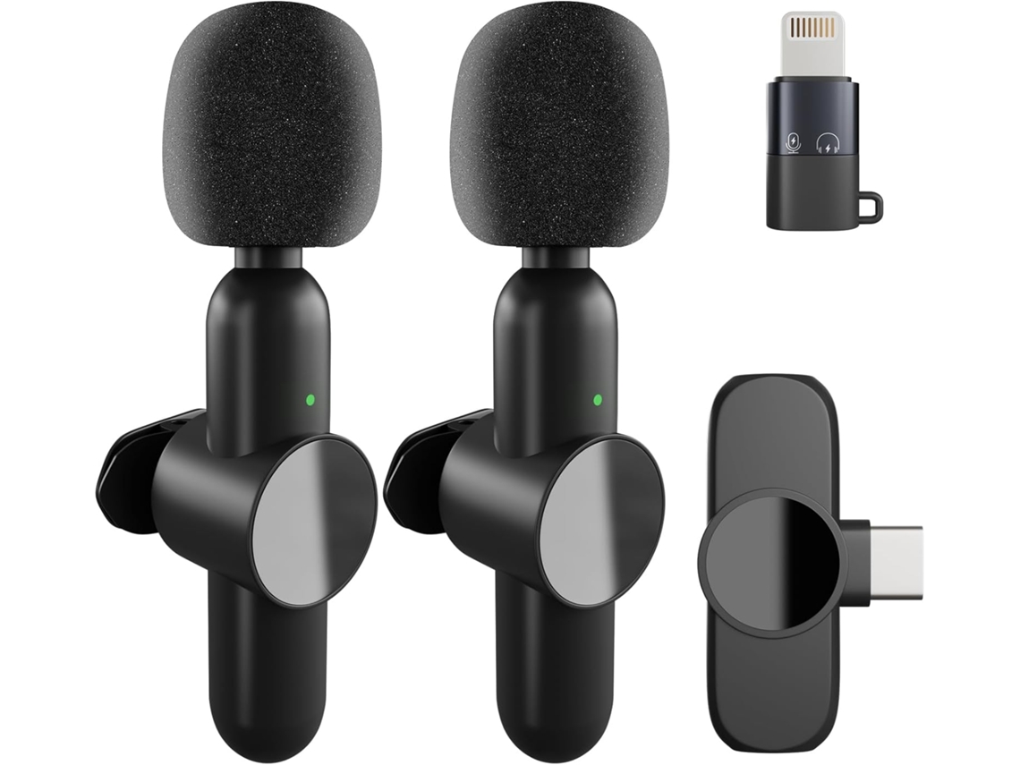 Microfone De Lapela Sem Fio, Bateria Com Duração 10 Horas Para Ios E Android, Portátil Aquaforge