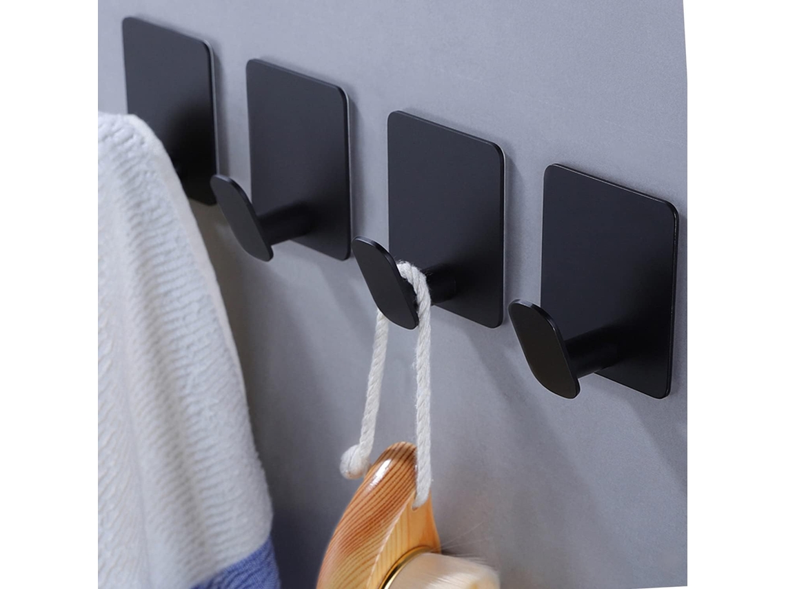 Ganchos Autoadesivos - Ganchos Para Casacos E Toalhas, Ganchos De Parede Resistentes Para Cozinha E Casa De Banho, Aço Inoxidável (4 Peças)