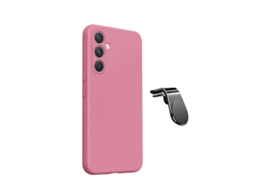 Kit Suporte De Carro Magnético L Capa Proteção Silicone Gift4me Para Samsung Galaxy A27 - Rosa