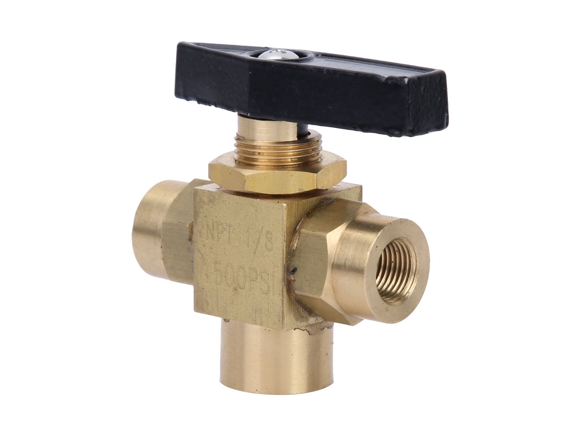 Válvula De Esfera De Latão 1500psi 3 Vias Laxiscreed Para Alta Pressão