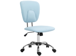 Cadeira De Escritório Giratória De Couro Pu Com Altura Ajustável E Função Basculante 50x54x87,5-96,5 Cm Azul Claro