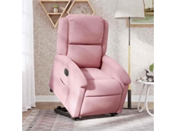 Vidaxl Poltrona Reclinável Elevatória Elétrica Veludo Rosa