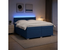 Vidaxl Cama Box Spring Com Colchão E Led Azul 200 X 200 Cm Tecido