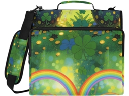 Organizador de Pastas Rainbow Coin Pot St Patrick's Day com 3 Aneis, 3,8cm de Diâmetro, Altura de Ombro, Pasta Portátil