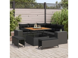 Vidaxl Conjunto De Sofá De Jardim 8 Unid. 7-número De Lugares Preto