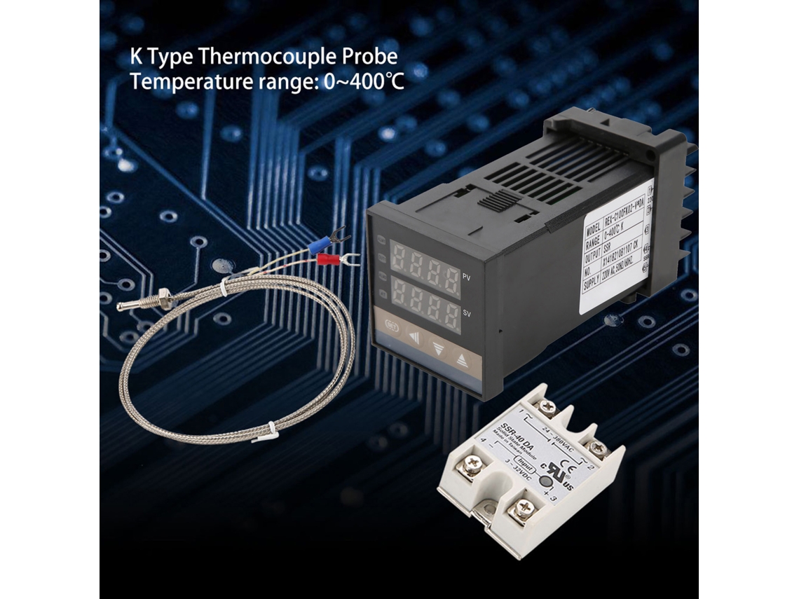 Controlador De Temperatura Digital Pid Rex-c100 Termostato Relé Ssr Com Termopar Tipo K