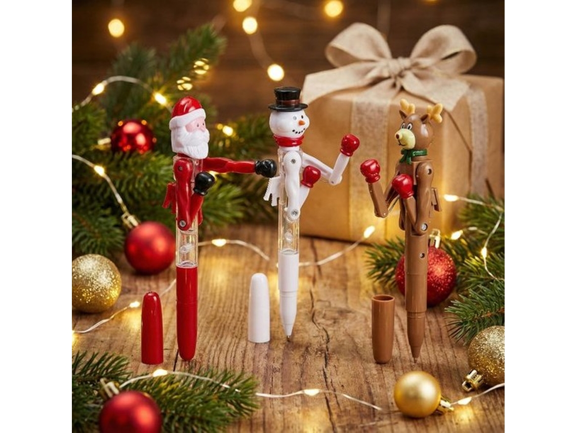 Conjunto De Canetas De Plástico Para Natal - 3 Unidades - Homem Da Neve/reindeer/neve - Canetas De Plástico - Aproximadamente 18 Cm - Souvenir Para Cr